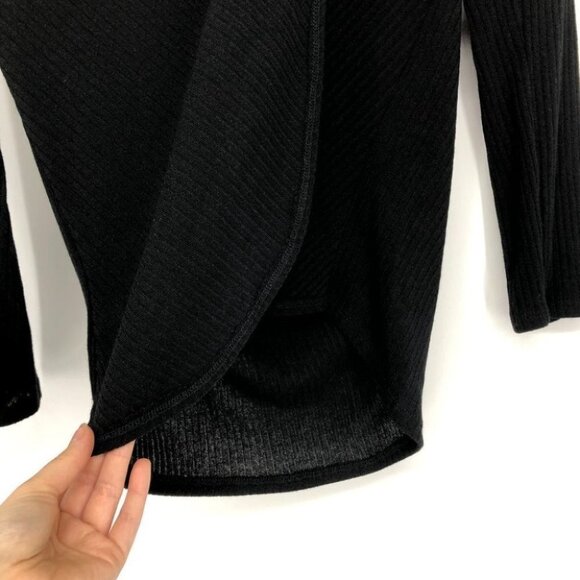 NWT Cherish black waffle knit draped open back long sleeve top  Small - Picture 11 of 14